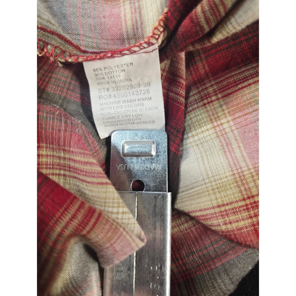 Ely Cattleman Mens XXL Red Plaid Western Pearl Snap Shirt Long Sleeve 33202909 - Picture 4 of 8